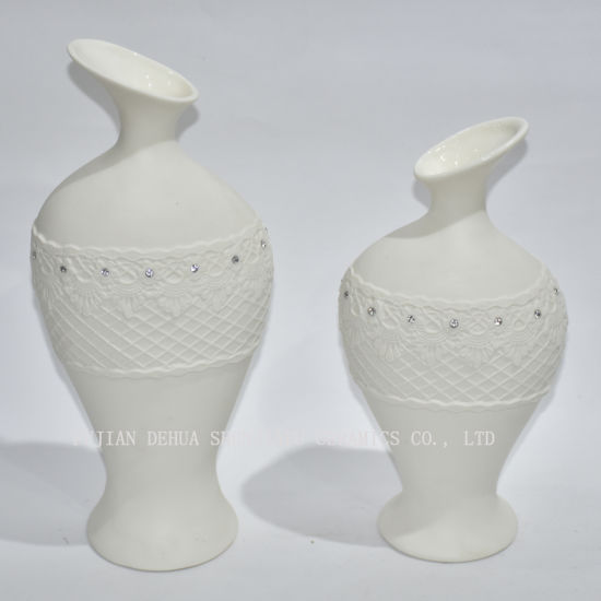 Haut de gamme et atmosphère, vase blanc avec cristal artificiel