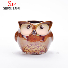 Pot de fleurs animal en porcelaine de jardinière de hibou de dessin animé en céramique / D