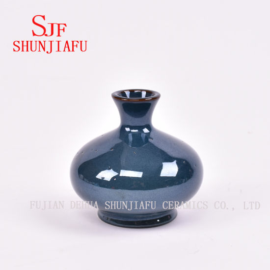 Mini bouteille de fleuret Vases texturés en céramique Vases en grès Bouteille de fleur en saphir