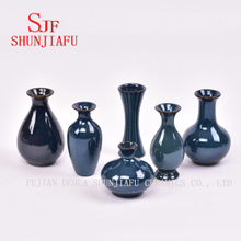 Mini bouteille de fleuret Vases texturés en céramique Vases en grès Bouteille de fleur en saphir