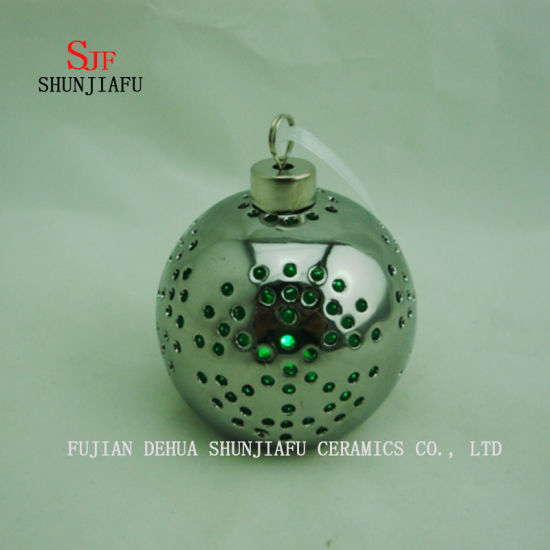 Bougeoir en céramique galvanisé sphérique, chandelier de bougie en porcelaine / C