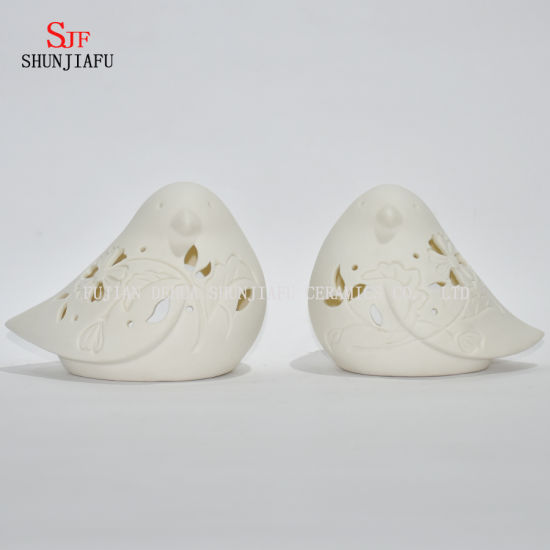 Lanterne de tempête de lumière de thé de conception en céramique de forme d'oiseau mignon - bougeoir / cadeau de Noël