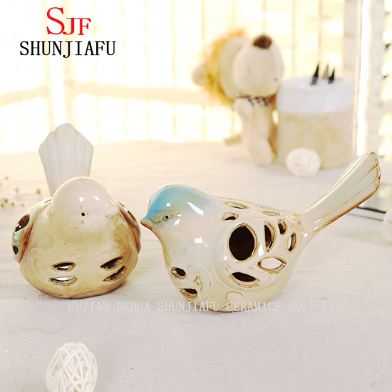 une paire d'oiseaux en céramique décoration animaux artisanat cadeaux de mariage Welcome Home Warming Christmas.