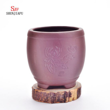 Pots de chair ronds de sable purper avec des motifs floraux jardinières succulentes jardin / petits pots de plantes en céramique