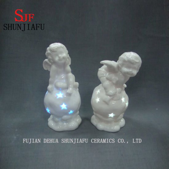 Bougie LED Cupidon en céramique