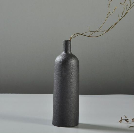 Articles d'ameublement d'ornement de ménage de vase noir en céramique