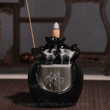 Brûleur d'encens à reflux de fumée en céramique avec lettre «Bouddha» chinoise