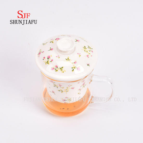 Plus de style et de couleurs Tasse de thé de fleur de ménage de bureau en céramique, 400 ml