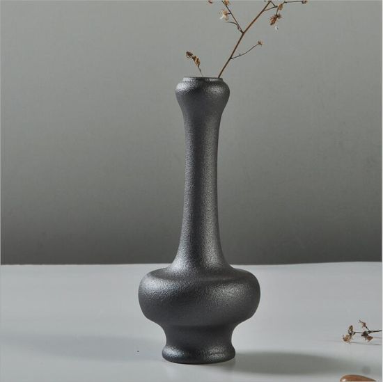 Articles d'ameublement d'ornement de ménage de vase noir en céramique