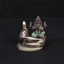 Accueil bâton supports vert Ganesha reflux brûleur d'encens éléphant dieu emblème de bon augure et succès en céramique cône encensoir décor à la maison