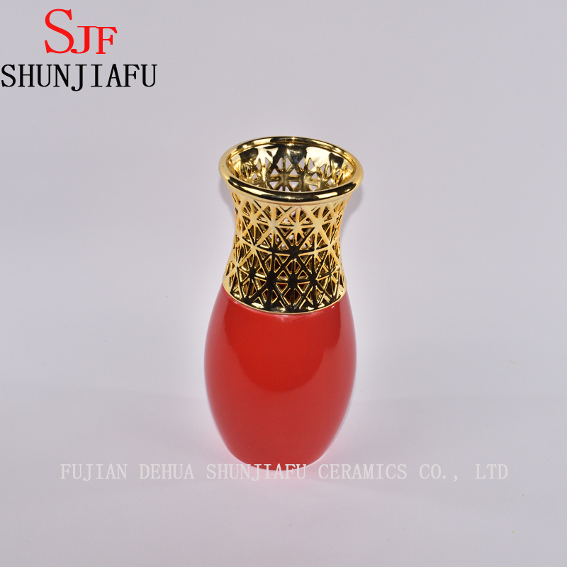 Petit vase &agrave; fleurs en c&eacute;ramique de style Morden pour la d&eacute;coration int&eacute;rieure (rouge)