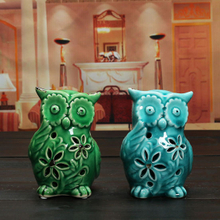 Porte-bougie en céramique en forme de hibou Grande décoration