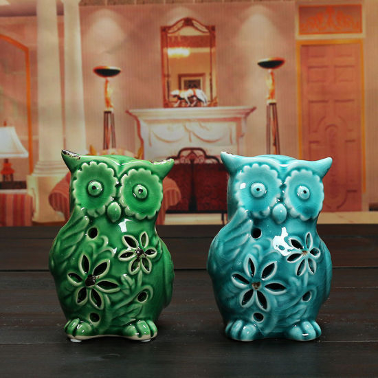Porte-bougie en céramique en forme de hibou Grande décoration