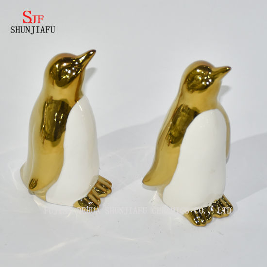 Pingouin mignon pour la famille / bureau / café / décoration de festival / galvanoplastie en céramique / B