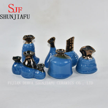 Vase à fleurs en céramique pour la décoration de la maison finition à l'eau glacée (bleu)
