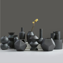 Vases en céramique de porcelaine, bouteille de fleuret noir en céramique
