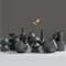 Vases en céramique de porcelaine, bouteille de fleuret noir en céramique