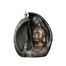 Ameublement décoration céramique noir or noir guanyin encensoir refoulement bouddha Statue artisanat cadeaux