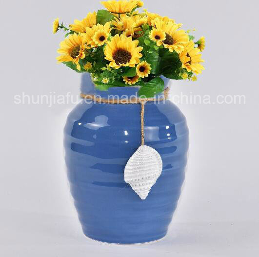 Vase en céramique cadeau idéal pour fête, mariage, maison, SPA (bleu)