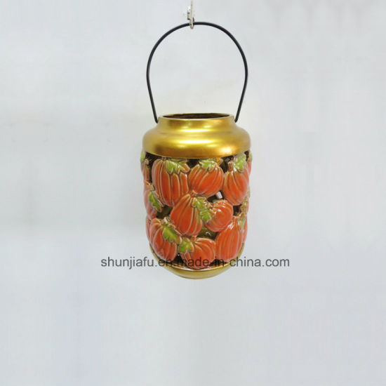Lanterne en forme de citrouille en céramique Harvest Joy Lanterne évidée en céramique