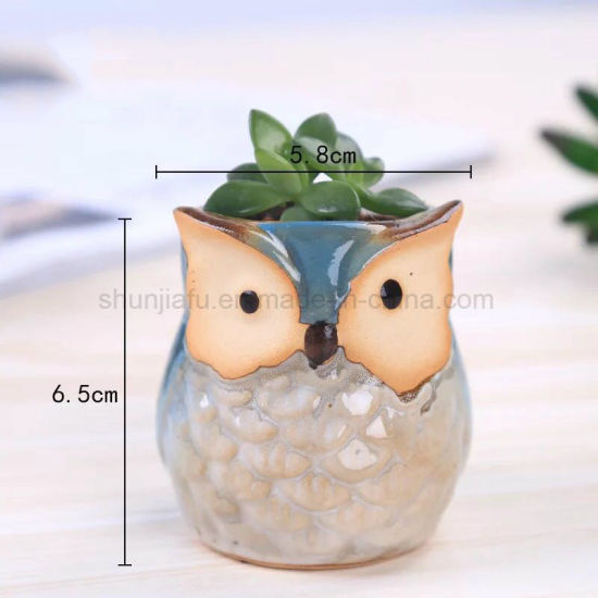 Artisanat artisanal hibou Design petit pot de plantes succulentes en céramique
