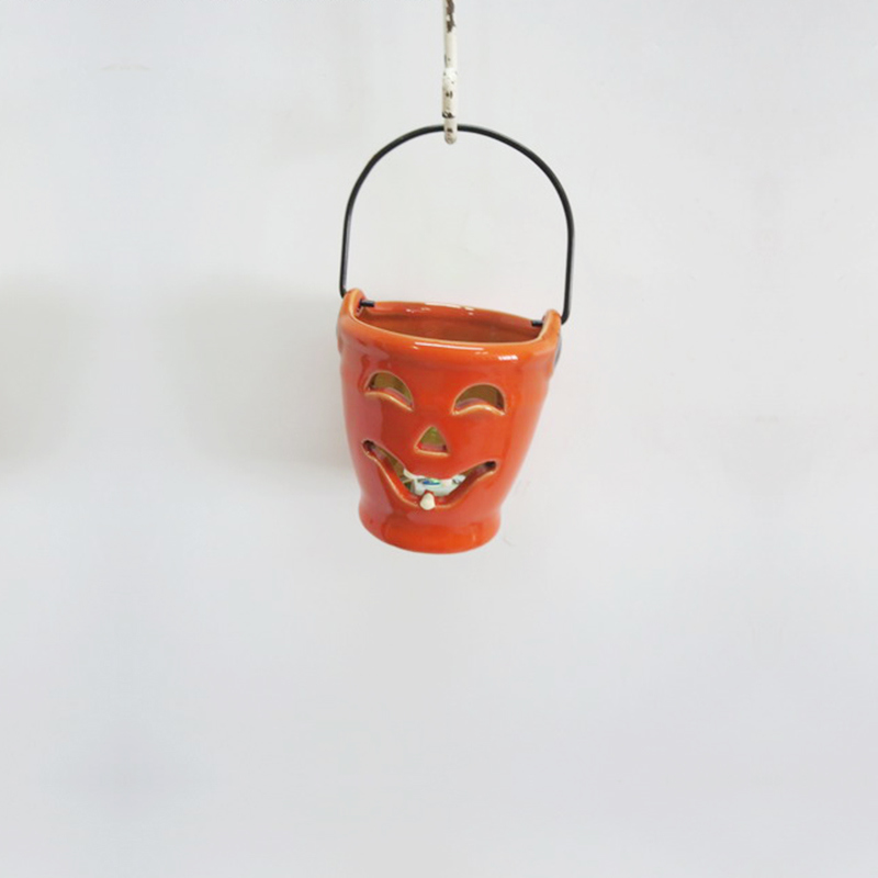 Porte-bougie citrouille portable en c&eacute;ramique