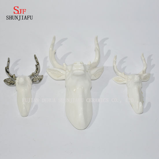 Décoration en céramique de décor de mur de tête de cerf de taxidermie / corne d'antilope de galvanoplastie