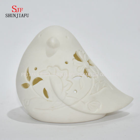Lanterne de tempête de lumière de thé de conception en céramique de forme d'oiseau mignon - bougeoir / cadeau de Noël