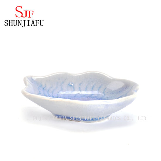 Cuillère de dégustation en porcelaine de couleur blanche de plat de sauce en céramique en forme de cuillère