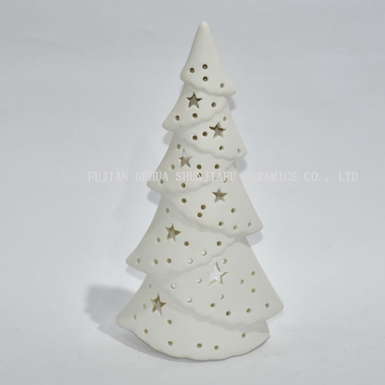 Bougeoir d'arbre de Noël en céramique blanche / cadeau de Noël / cadeau de Noël