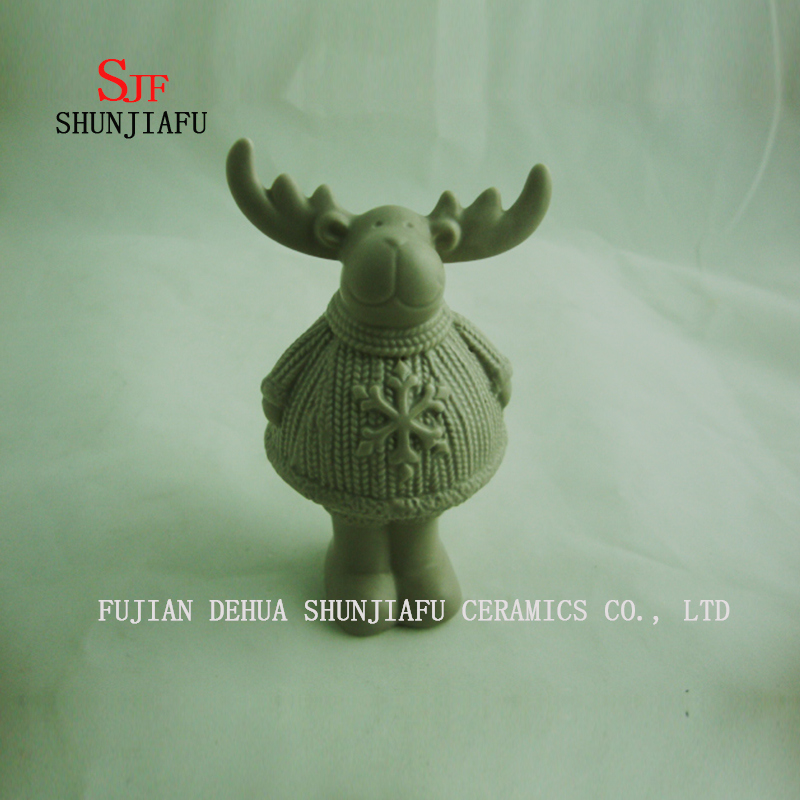 Articles d'ameublement cr&eacute;meux de cerf gris pour la d&eacute;coration de caf&eacute; / maison / bureau, article en c&eacute;ramique 3 taille / S