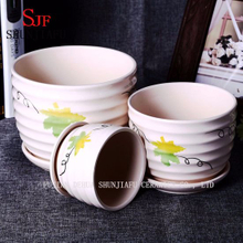 Feuille Patten Design Plant Pots De Fleurs Soucoupes Attachées Pots En Céramique