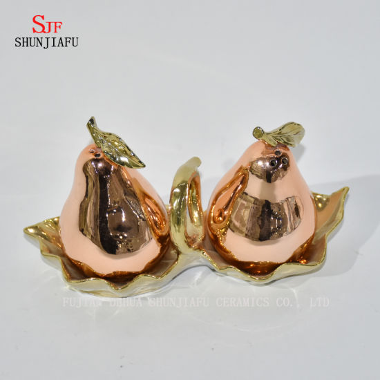 Salière et poivrière en céramique galvanoplastie en forme de poire