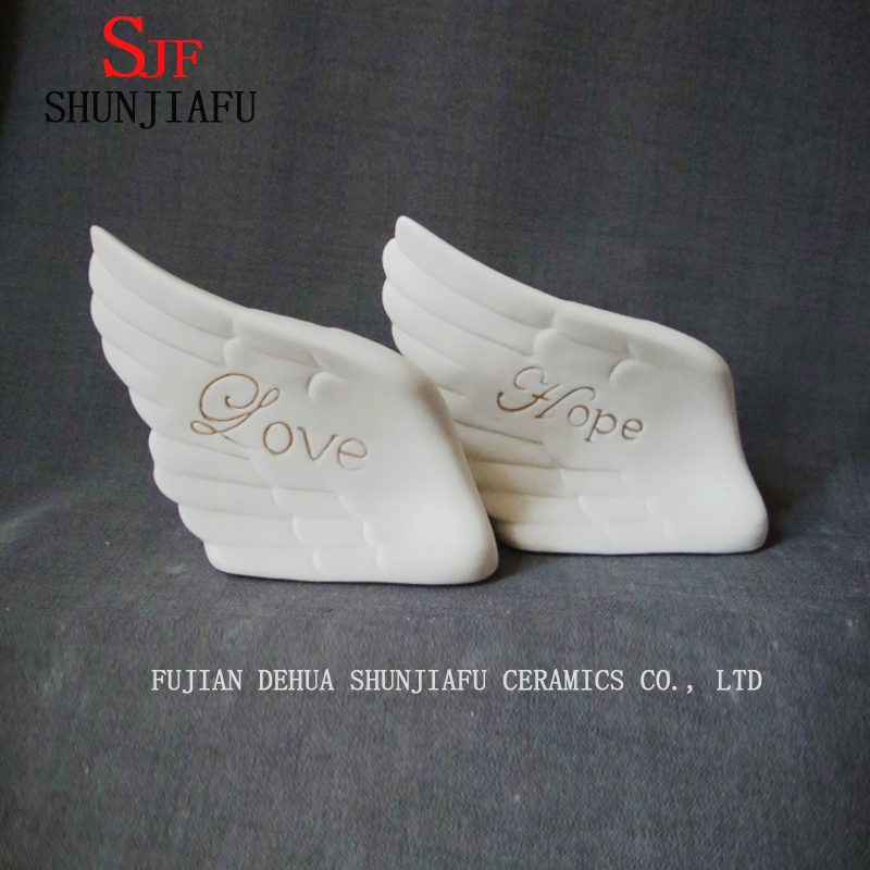 Ailes d'ange en c&eacute;ramique avec lettre