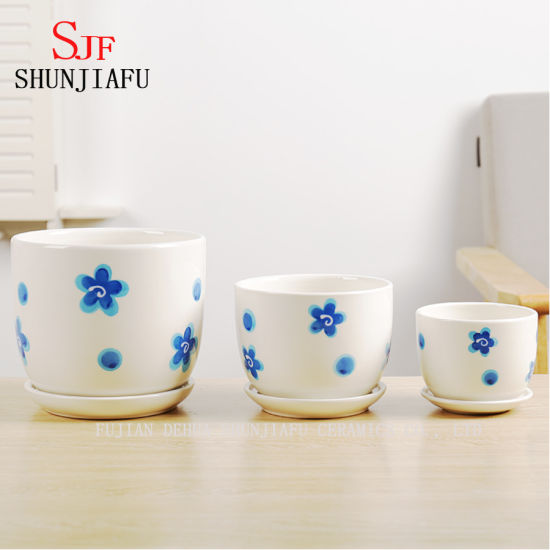 Pot de fleurs en céramique forme ronde lot de 3