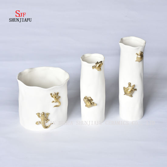 Ensemble de vases en céramique à motifs d'animaux - Assortiment de vases à fleurs