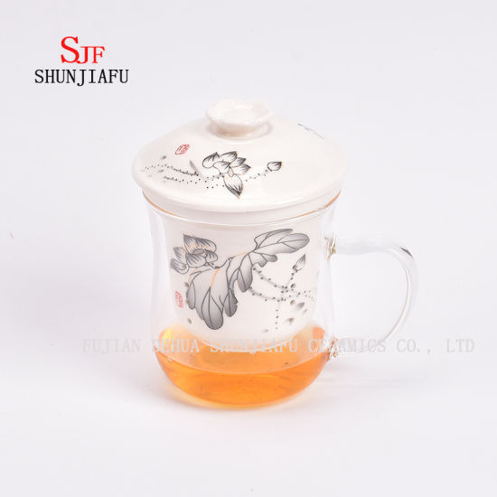 Plus de style et de couleurs Tasse de thé de fleur de ménage de bureau en céramique, 400 ml