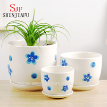 Pot de fleurs en céramique forme ronde lot de 3