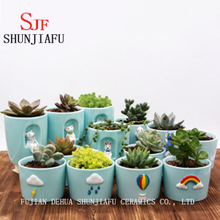 Pot de fleurs en céramique pour petites plantes succulentes cactus (arc-en-ciel)