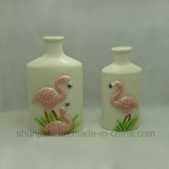 Flamingos Pantter Vase en céramique émaillée
