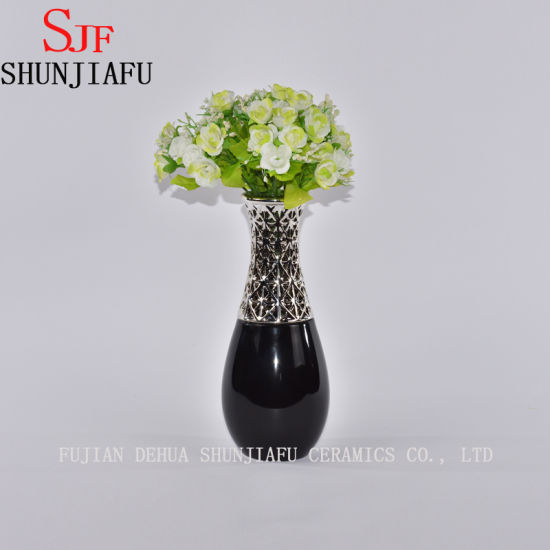 Petit vase à fleurs en céramique de style Morden pour la décoration intérieure (noir)