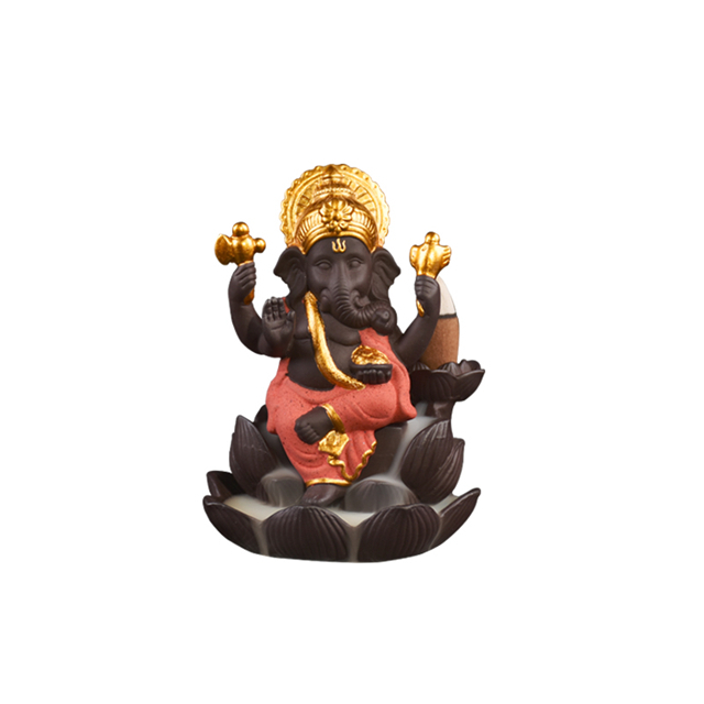 Gueues de style assis ganesha brûleur encens en céramique brûleur de brûleur 