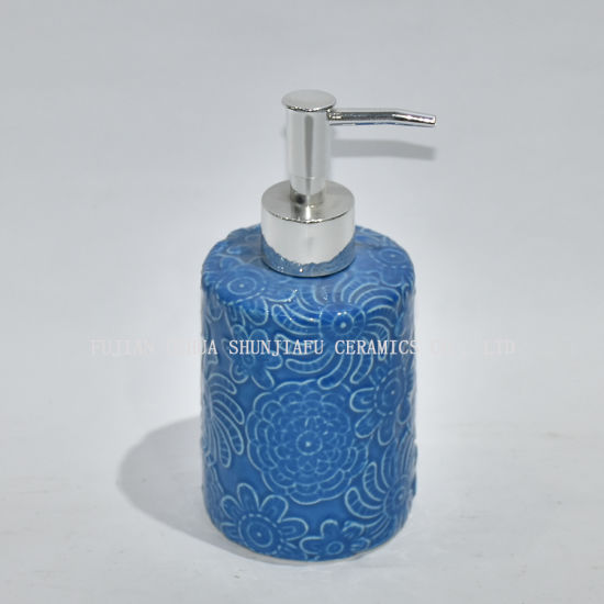 Ensemble de salle de bain 5 pièces en céramique bleue