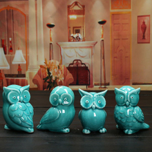 Mini figurines de hibou en céramique Statues étagère de table cadeau maison