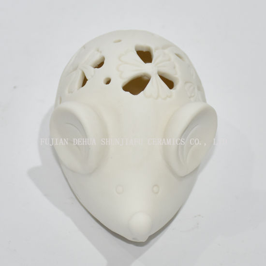 Lanterne de tempête de lumière de thé de conception en céramique de forme de souris - bougeoir / cadeau de Noël