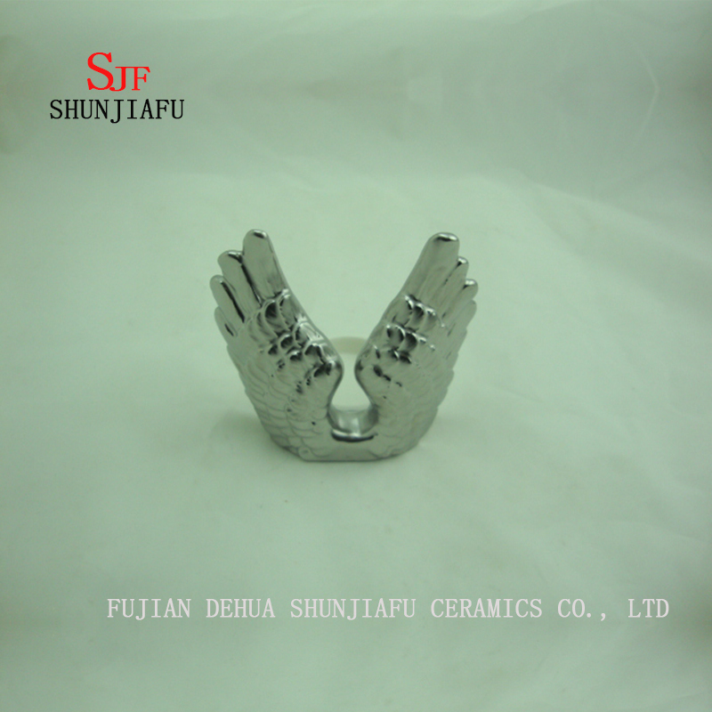 Bougie d'ailes d'ange bougies de mariage scintillantes d'anniversaire, bougeoir en c&eacute;ramique