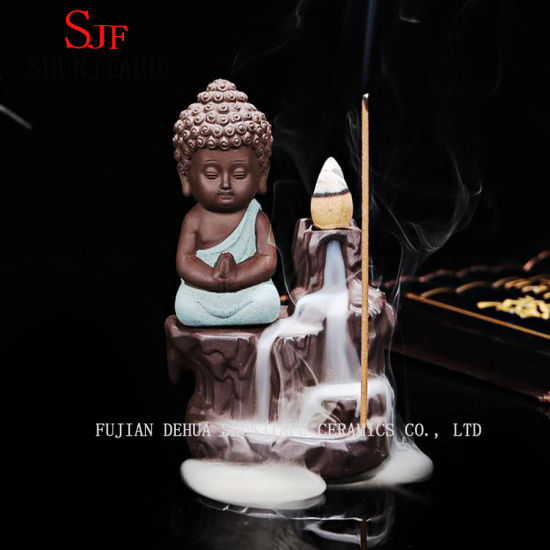 Little Buddha Backflow Encens Brûleur Céramique Décoration de la maison