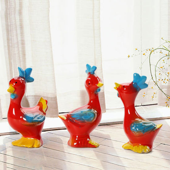 Originalité familiale dodue en céramique vitrée artisanat coq décoration de la maison