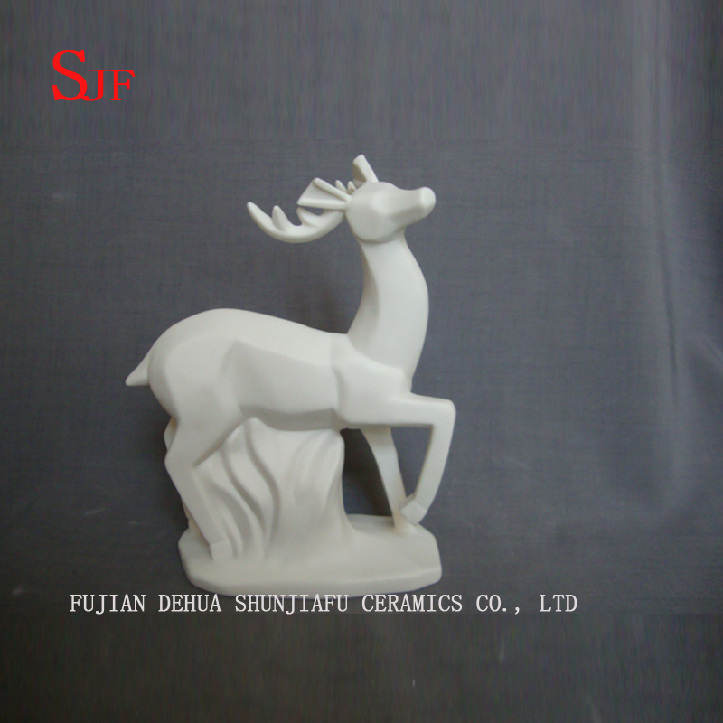 C&eacute;ramique blanche d&eacute;coration animaux Figurine Milu cerfs sculptures en porcelaine rennes artisanat no&euml;l