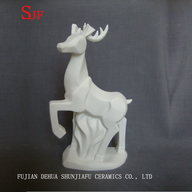 C&eacute;ramique blanche d&eacute;coration animaux Figurine Milu cerfs sculptures en porcelaine rennes artisanat no&euml;l
